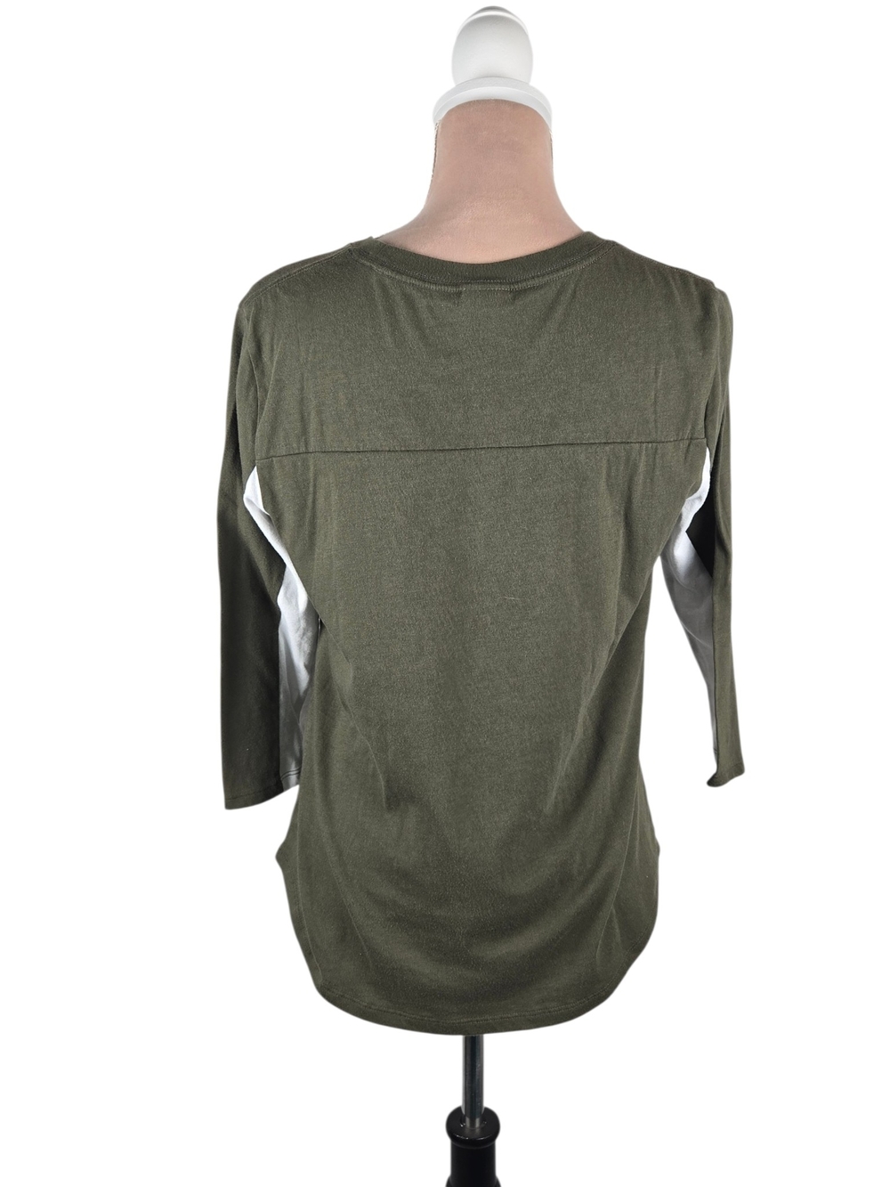 PINK Victoria's Secret Varsity Logo Tee Olive Green Size Medium - Picture 3 of 5